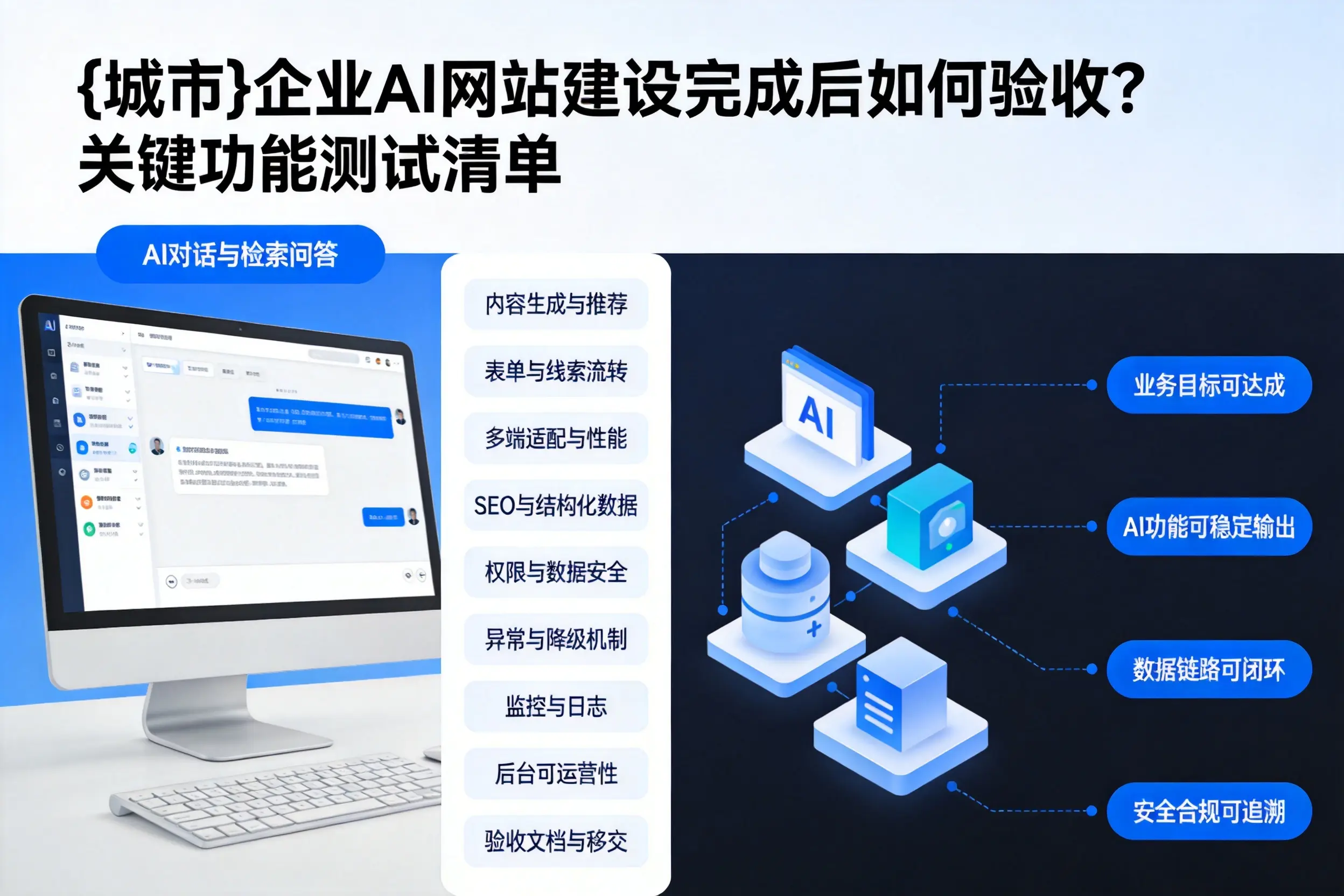 盐城企业AI网站建设完成后如何验收?关键功能测试清单