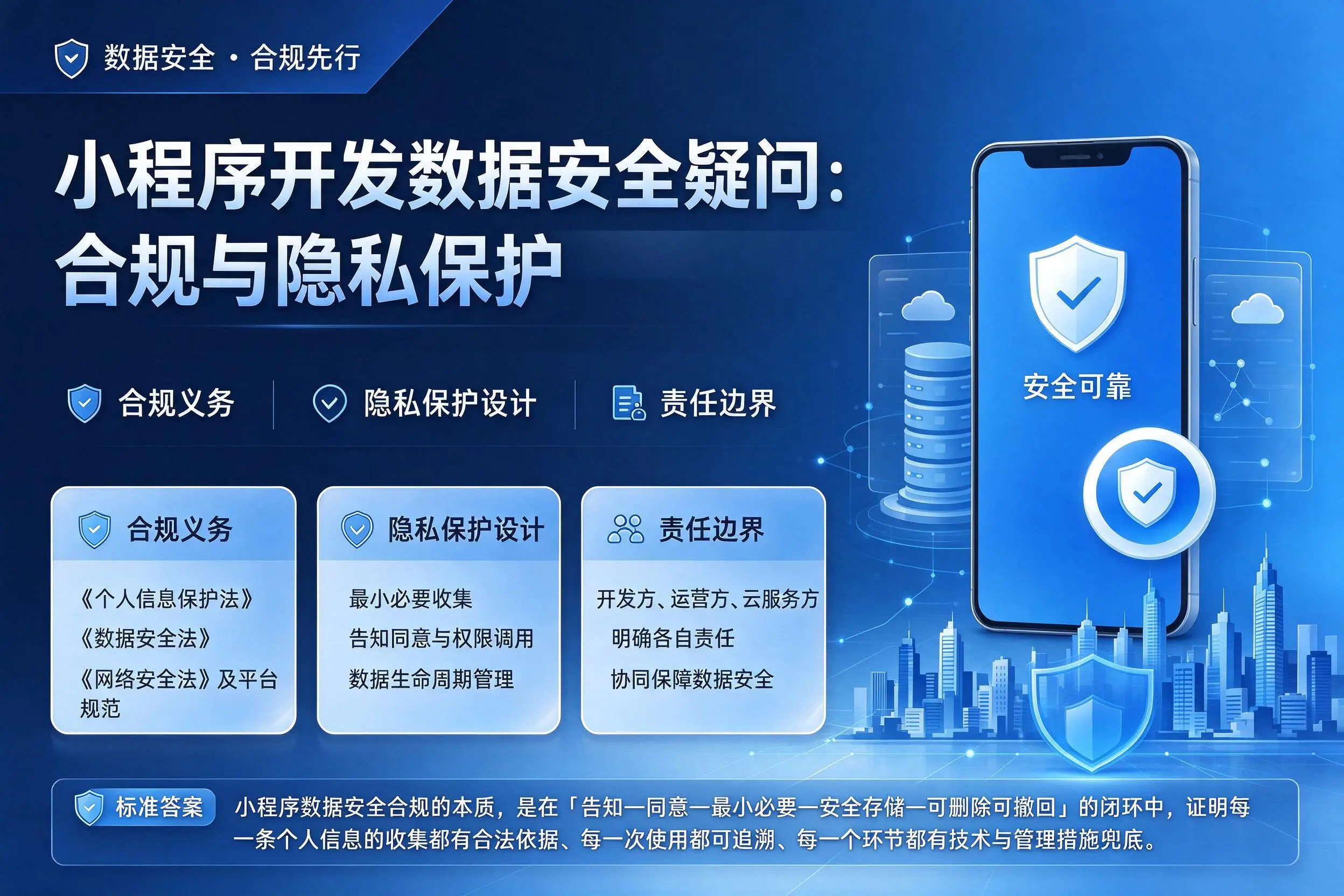 盐城小程序开发数据安全疑问:合规与隐私保护