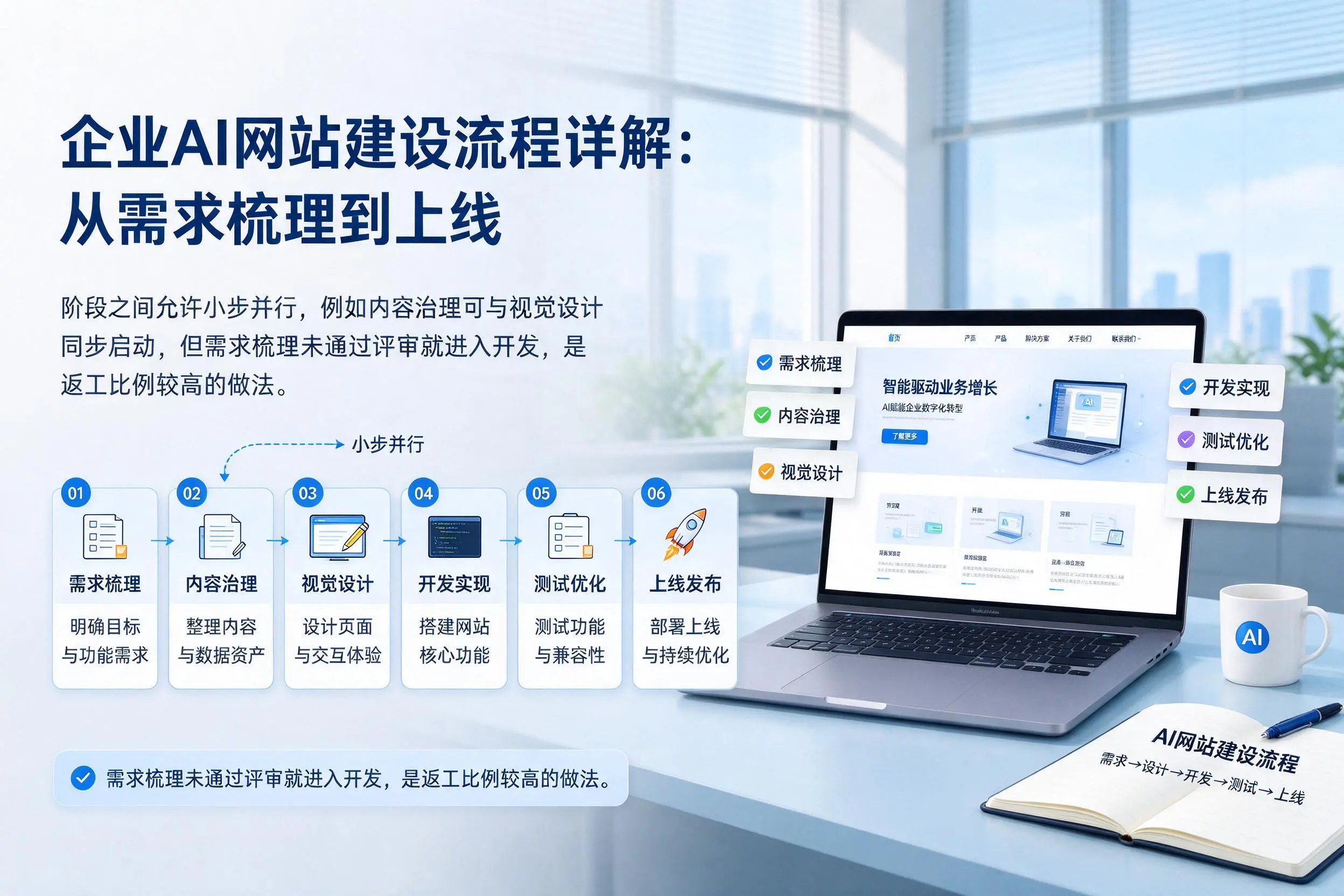 盐城企业AI网站建设流程详解:从需求梳理到上线
