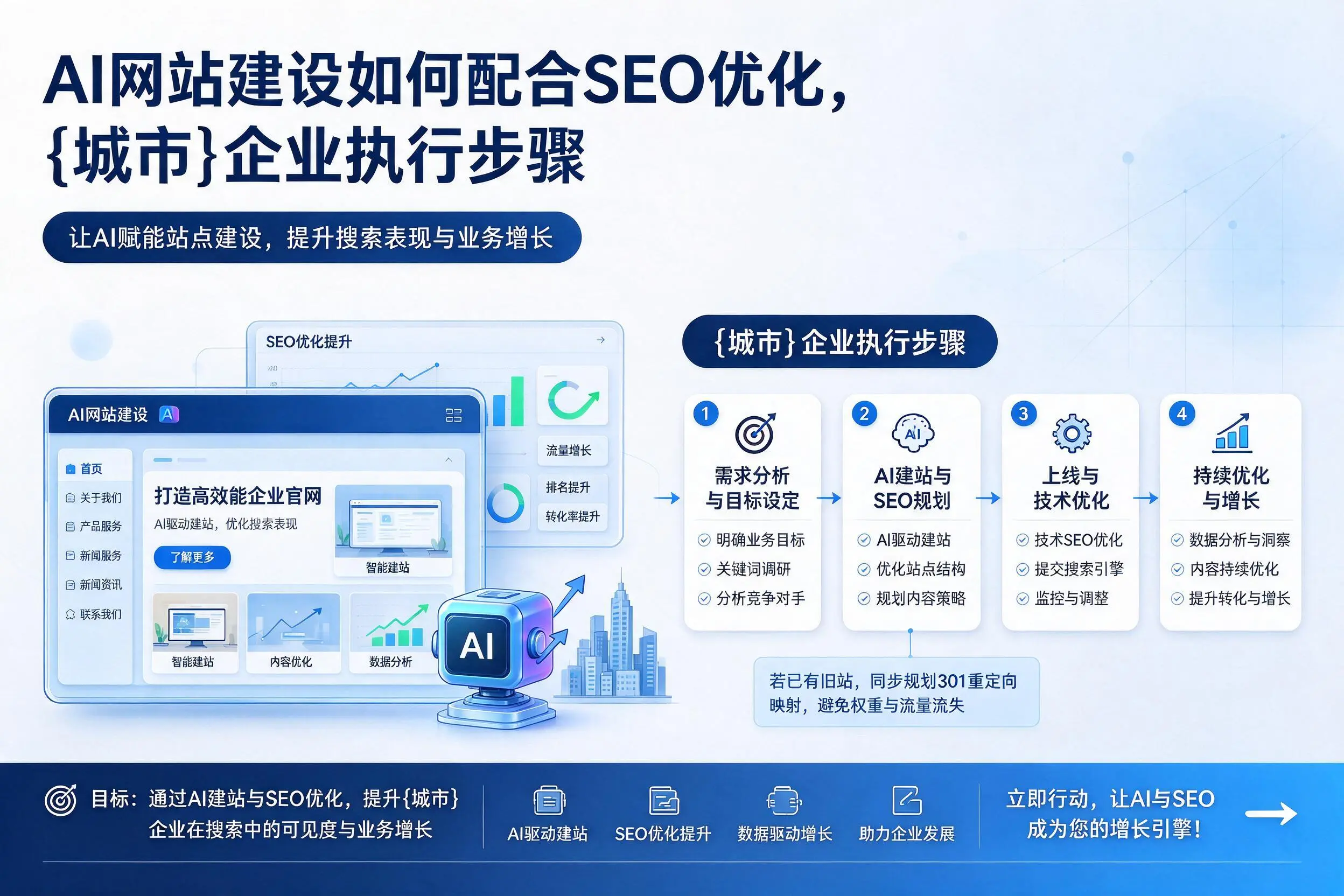 AI网站建设如何配合SEO优化,盐城企业执行步骤