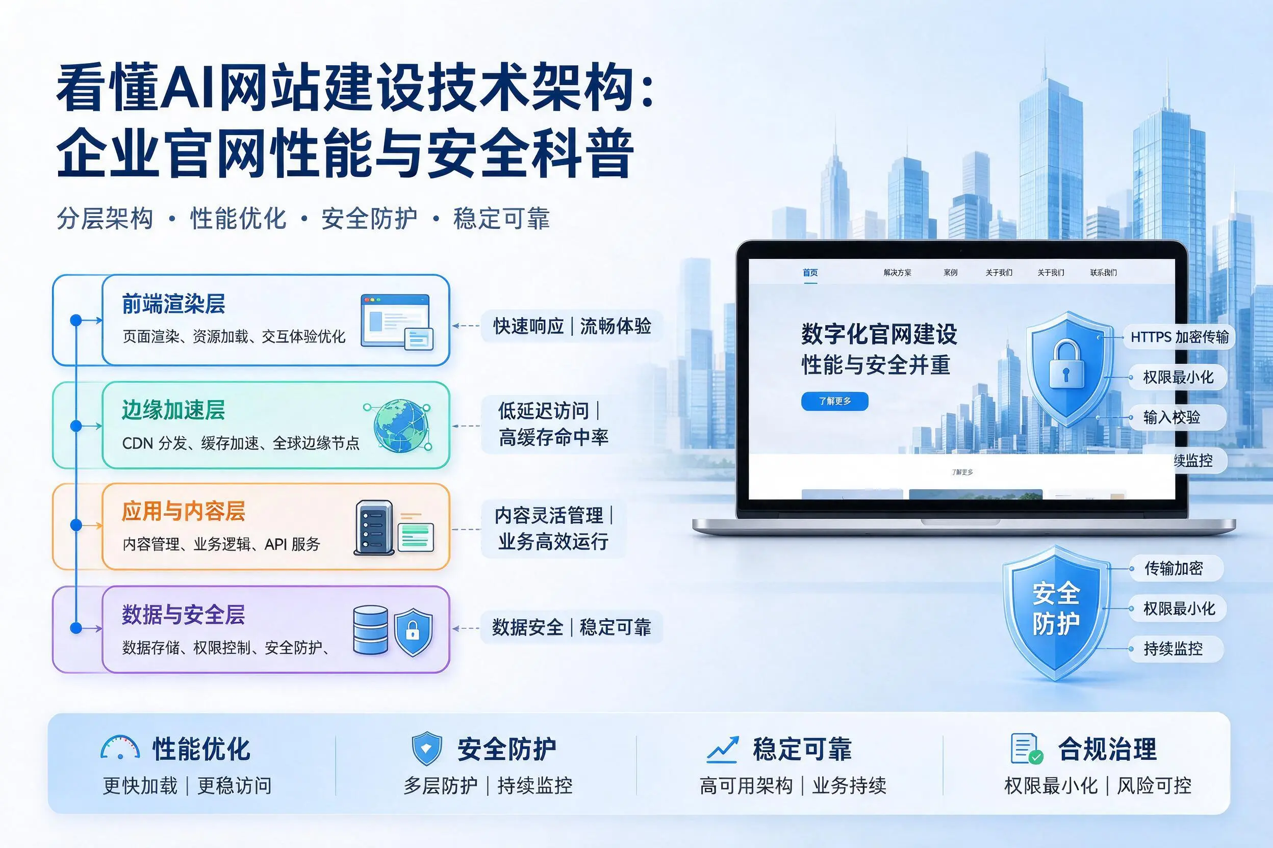 看懂AI网站建设技术架构:盐城企业官网性能与安全科普