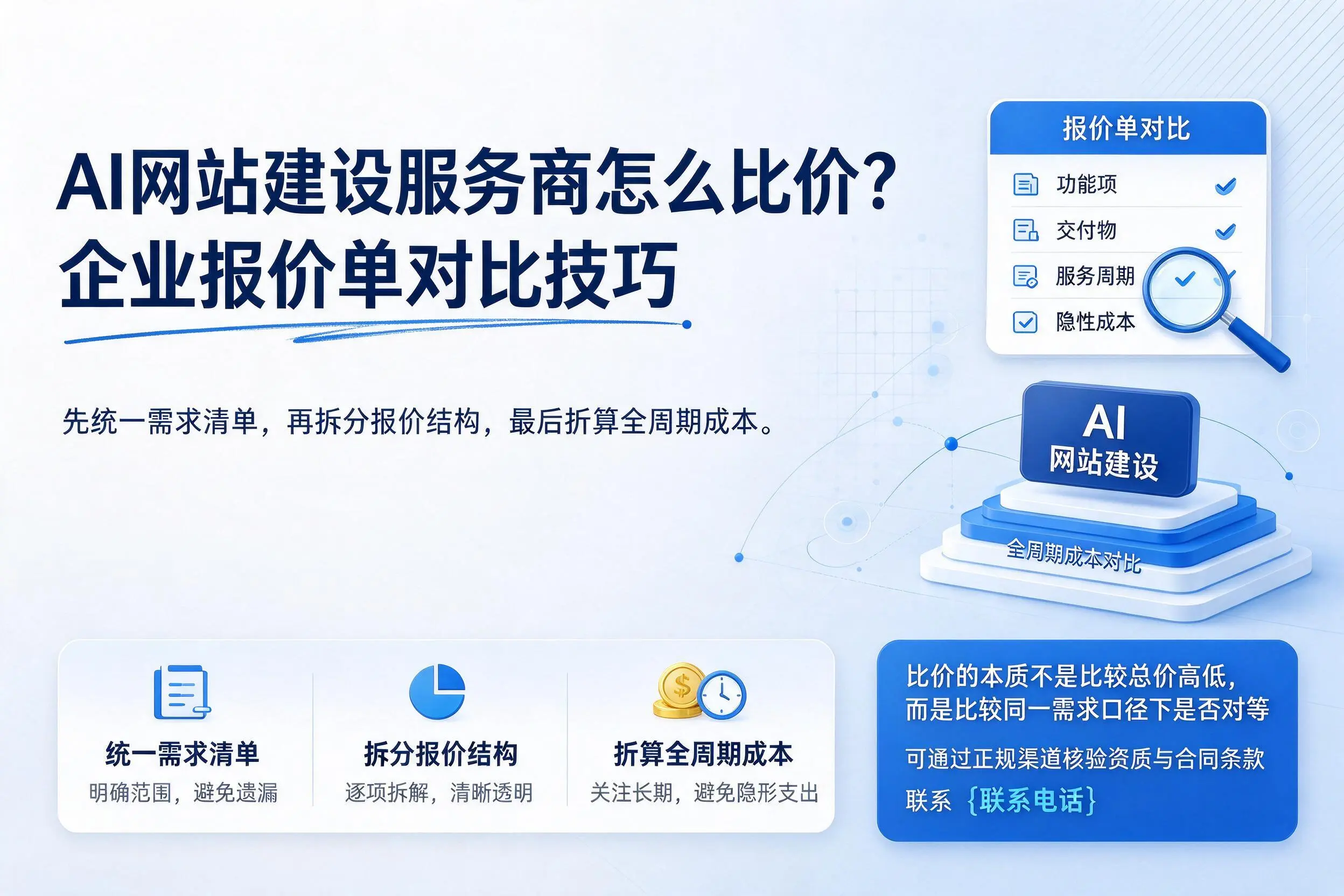 AI网站建设服务商怎么比价?盐城企业报价单对比技巧