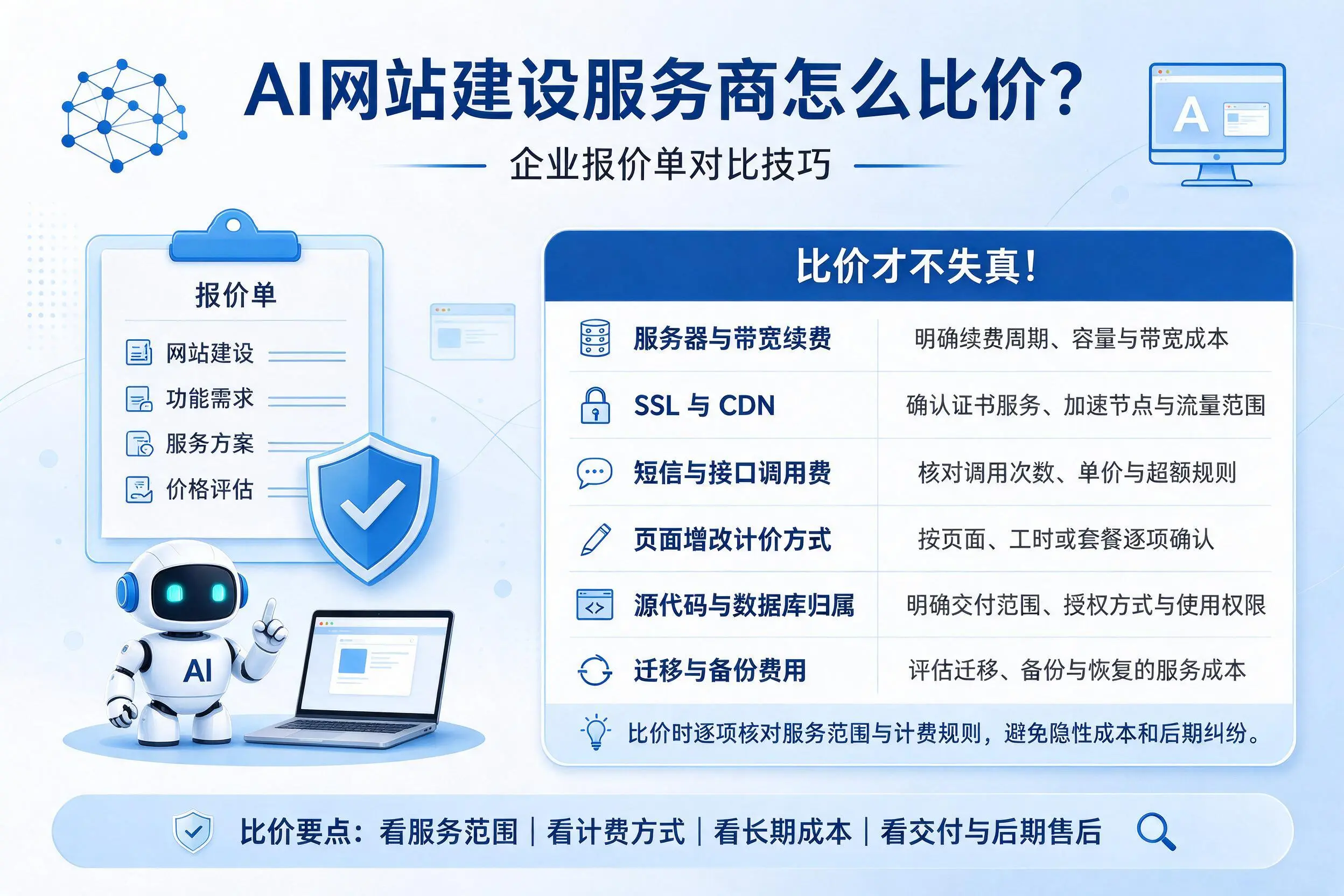 AI网站建设服务商怎么比价?盐城企业报价单对比技巧
