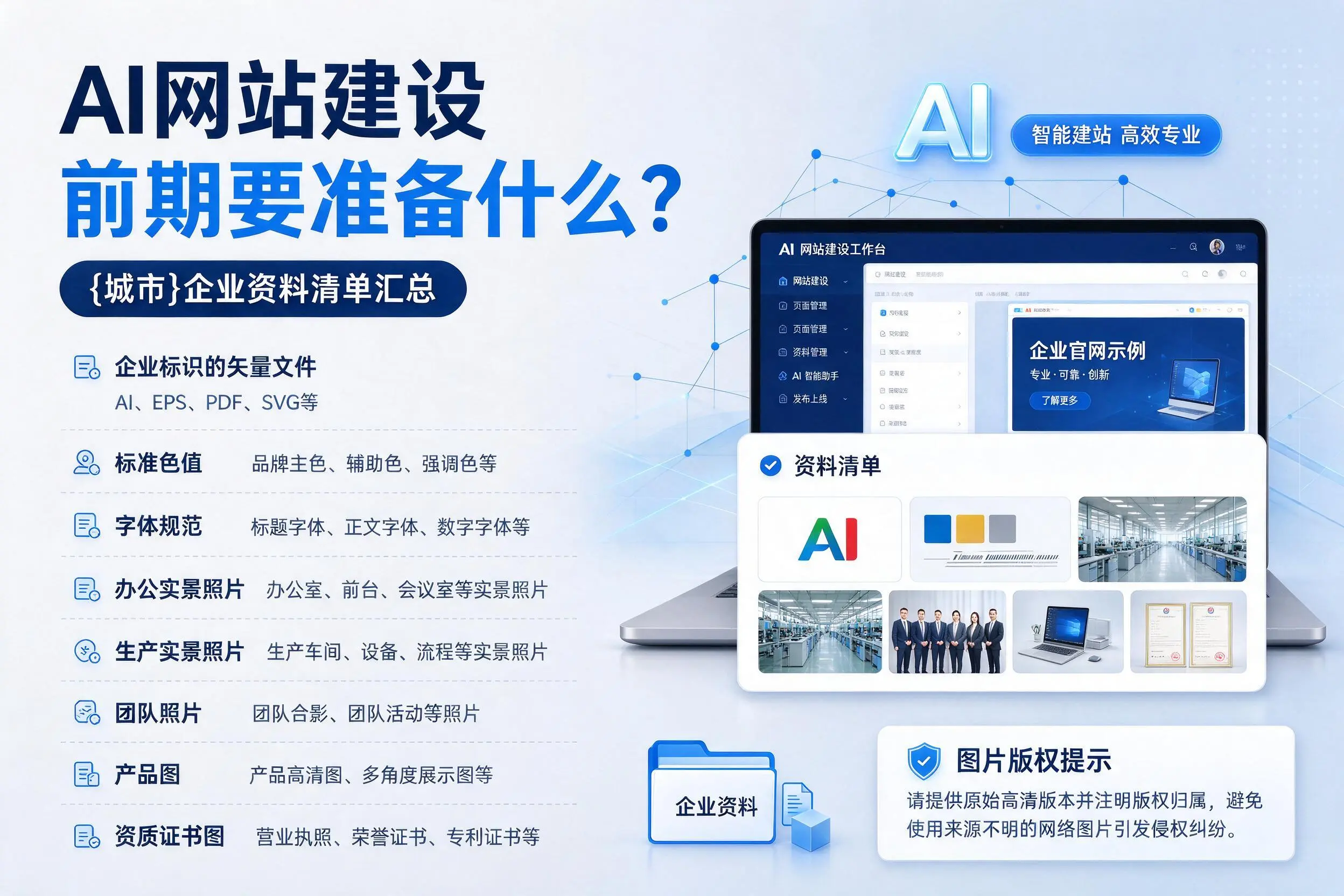 AI网站建设前期要准备什么？盐城企业资料清单汇总