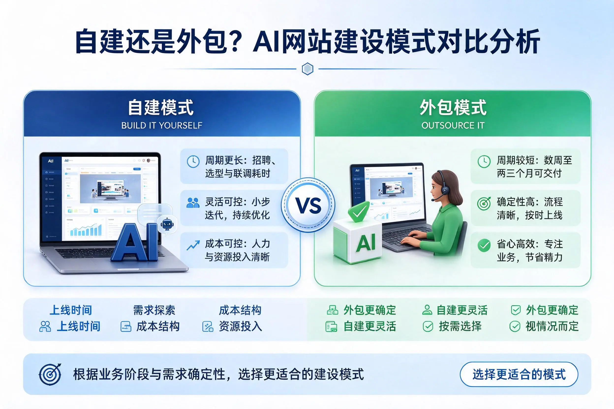 自建还是外包?盐城AI网站建设模式对比分析